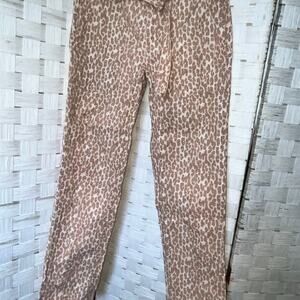 ANTHROPOLOGIE The Wanderer Utility Casual Pants Tan Leopard Print Womens Size 25